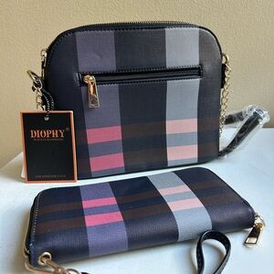 Diophy crossbody purse bag wallet Burberry style